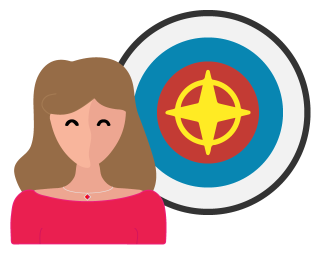 image of woman standing beside a target to symbolize purpose